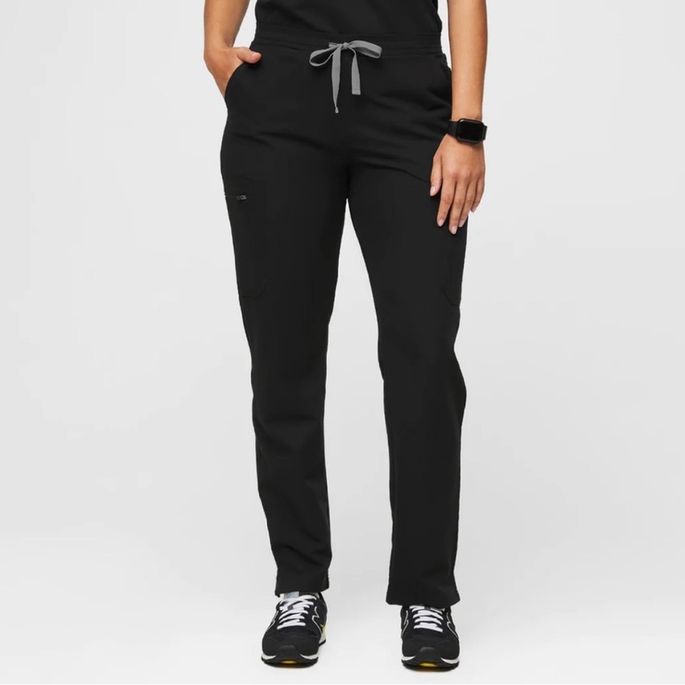 Figs Yola Skinny Scrub Pants Womens XS Black Straight Leg Uniform